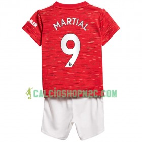 Manchester United Anthony Martial 9 Bambino Maglia Prima 2020/2021 Manica Corta (+ Pantaloncini)